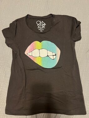 Chaser Black Tee with Rainbow Lip Graphic